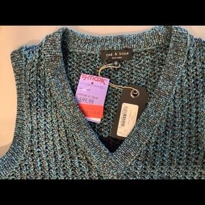 Rag and Bone NWT XS TEAL CARMEN TANK